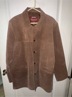 vintage Marc Florence brown suede leather button-down coat. Men’s L